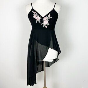 Y2K Guess Babydoll Cami Asymmetric Top Embroidered Sheer Size XS Women's